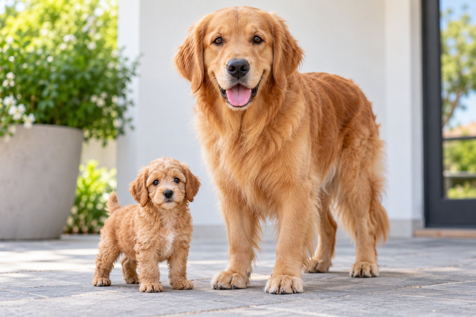 Apricot Mini Goldendoodle puppy portrait