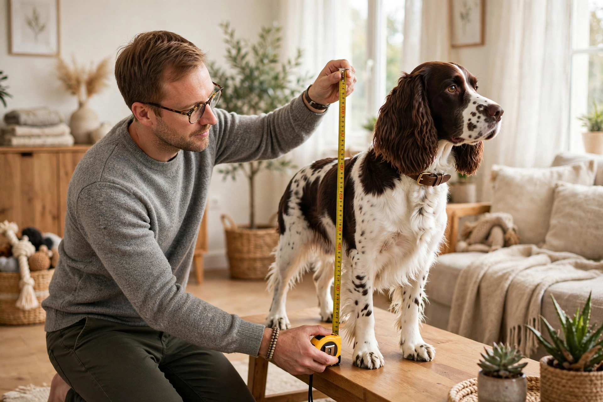 Measuring Springer Spaniel height at home